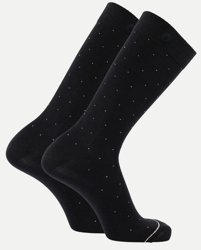 Longer Solid Socks - Amsterdam - Dots Black