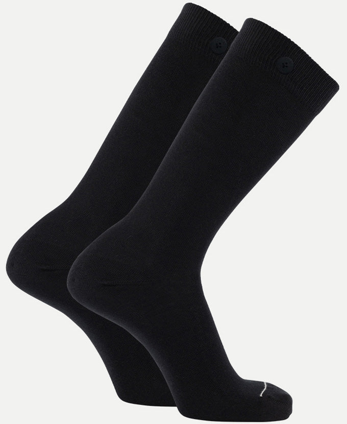 2 Pack Bundle - Longer Solid Socks - New York - Black - QNOOP