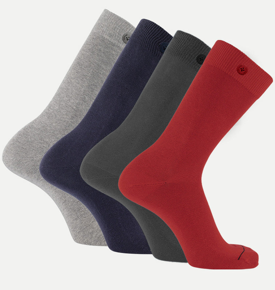 4 Pack 100% Organic Cotton Basic Men's and Women's Socks Multi