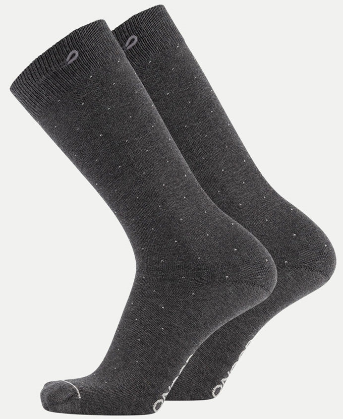 2 Pack Bundle - Longer Solid Socks - Amsterdam - Dots Grey - QNOOP