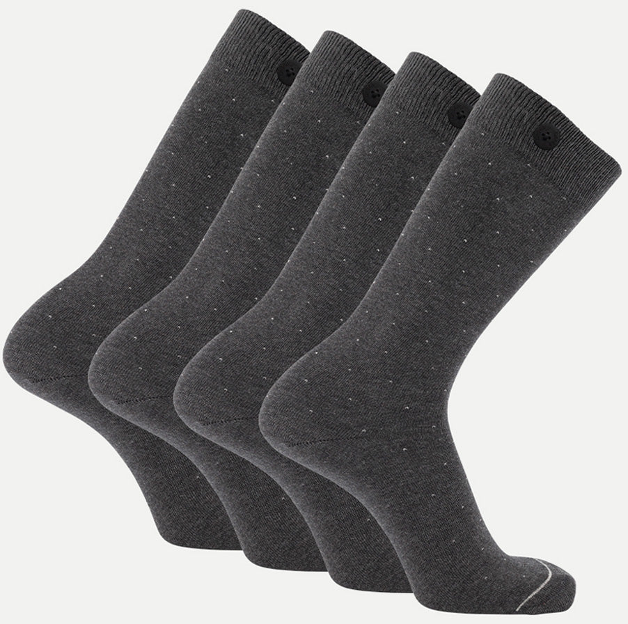 4 Pack Bundle - Longer Solid Socks - Amsterdam - Dots Grey - QNOOP