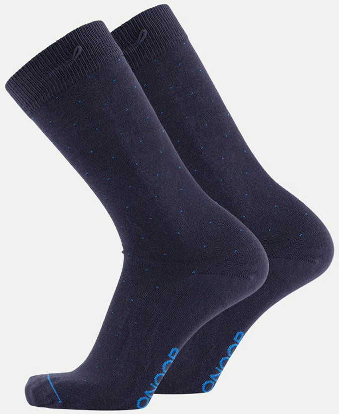 Longer Solid Socks - Amsterdam - Dots Navy - QNOOP