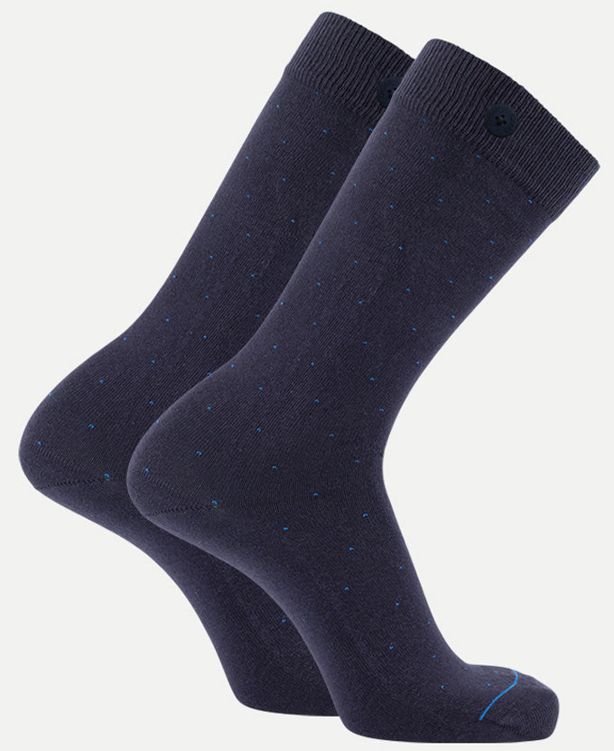 2 Pack Bundle - Longer Solid Socks - Amsterdam - Dots Navy - QNOOP