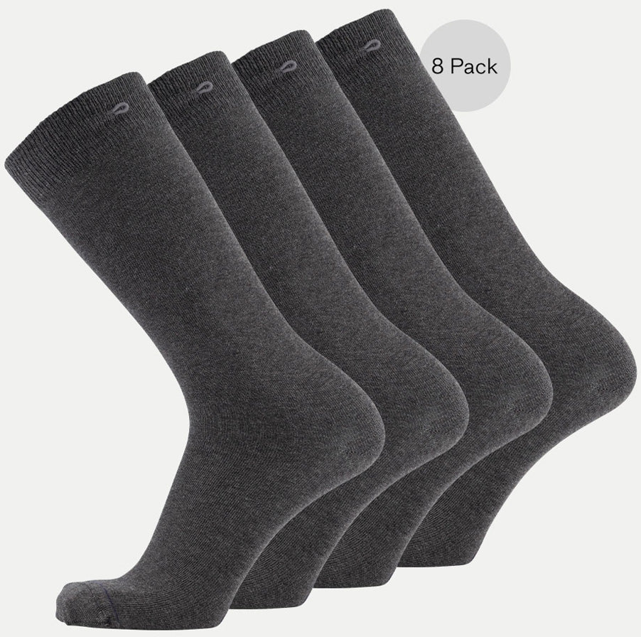 8 Pack Bundle - Longer Solid Socks - New York - Dark Grey - QNOOP