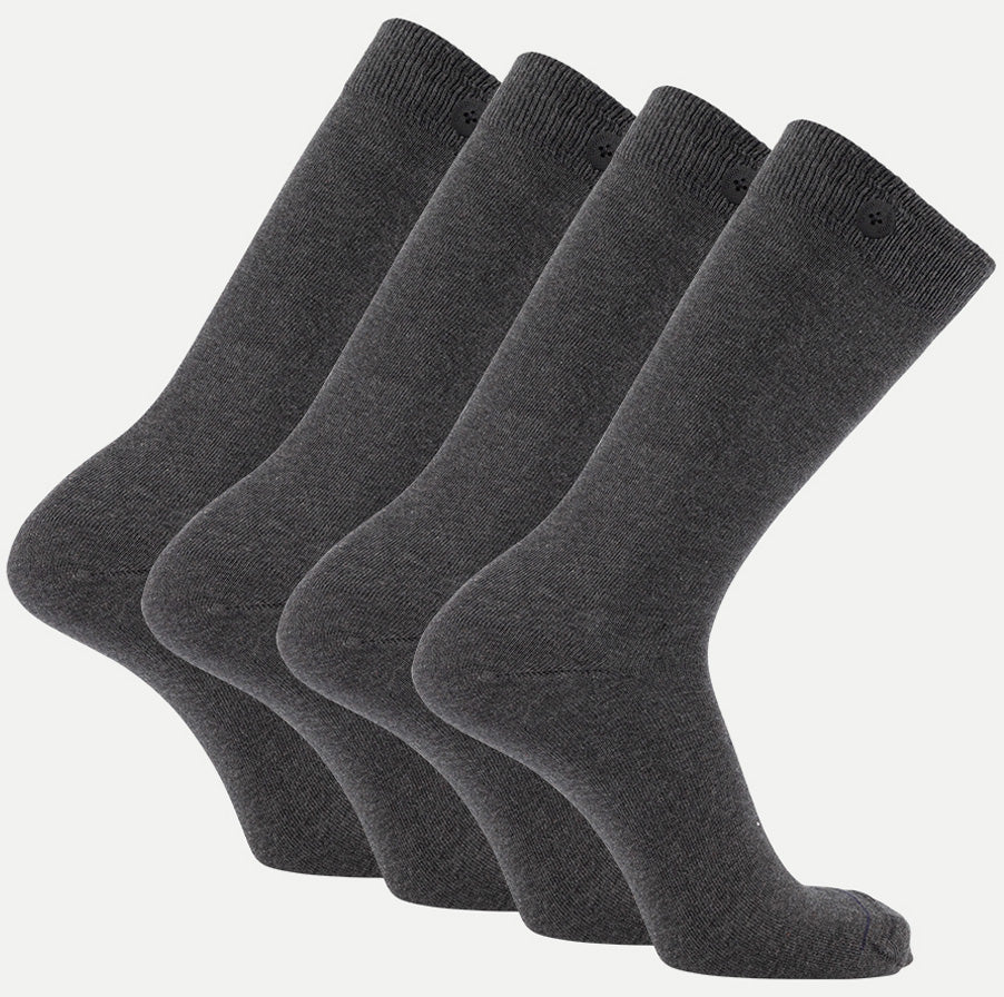 4 Pack Bundle - Longer Solid Socks - New York - Dark Grey - QNOOP