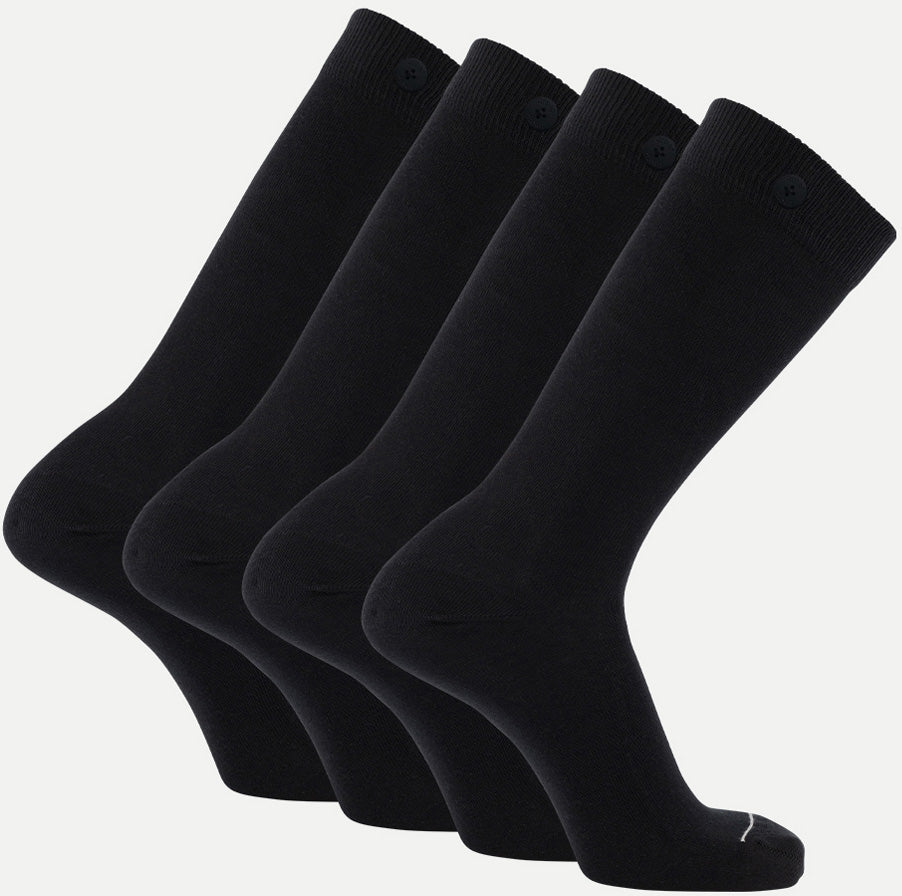 4 Pack Bundle - Longer Solid Socks - New York - Black - QNOOP