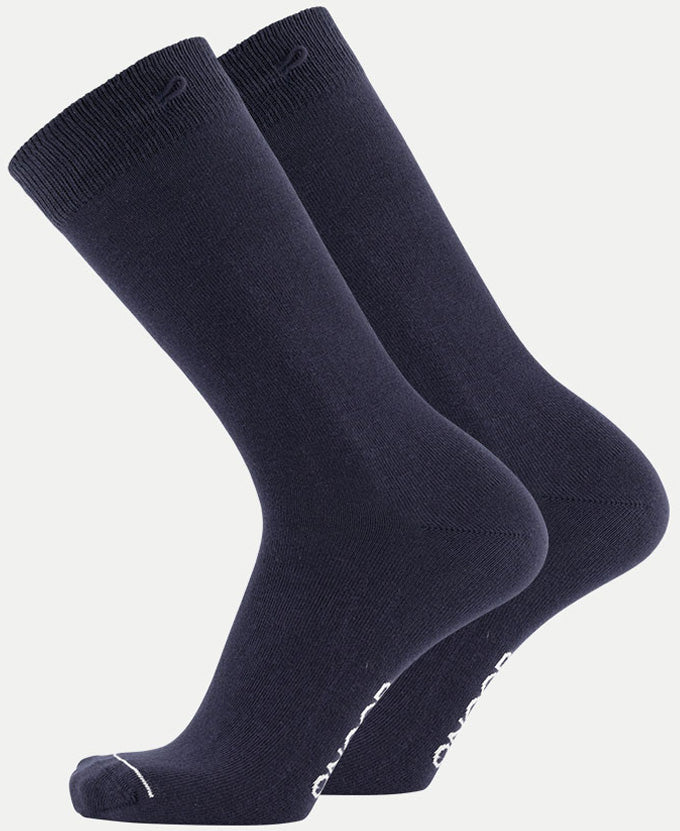 2 Pack Bundle - Longer Solid Socks - New York - Navy - QNOOP