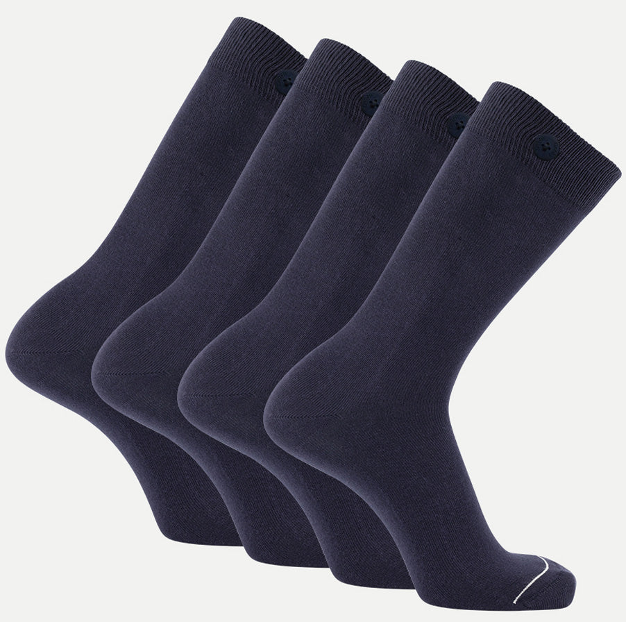 4 Pack Bundle - Longer Solid Socks - New York - Navy - QNOOP