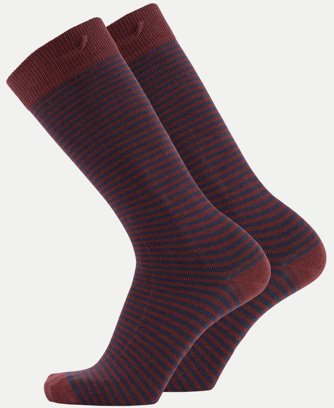 2 Pack Bundle - Longer Solid Socks - Paris - Stripes Bordeaux - QNOOP
