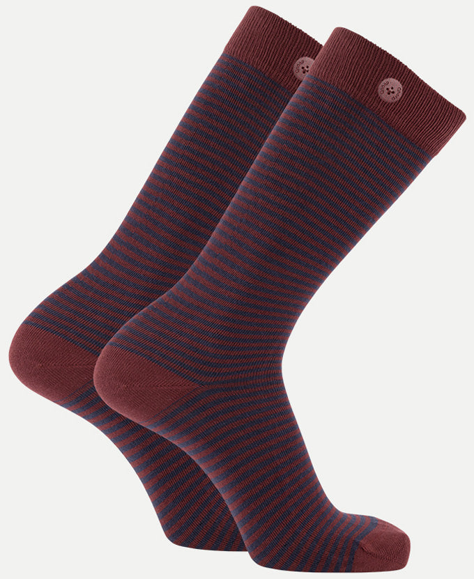 2 Pack Bundle - Longer Solid Socks - Paris - Stripes Bordeaux - QNOOP