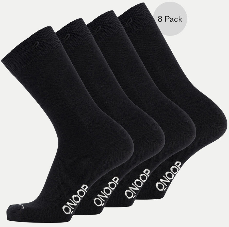 8 Pack Bundle - Solid Socks- Black - QNOOP