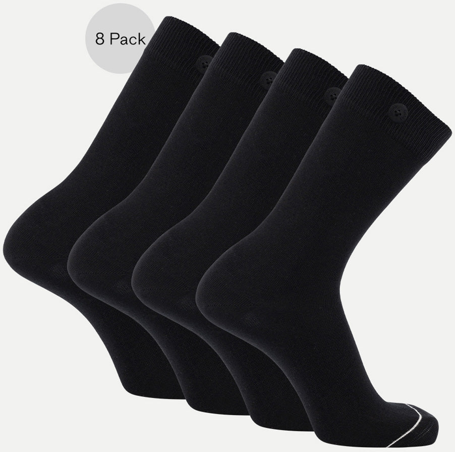 8 Pack Bundle - Solid Socks- Black - QNOOP