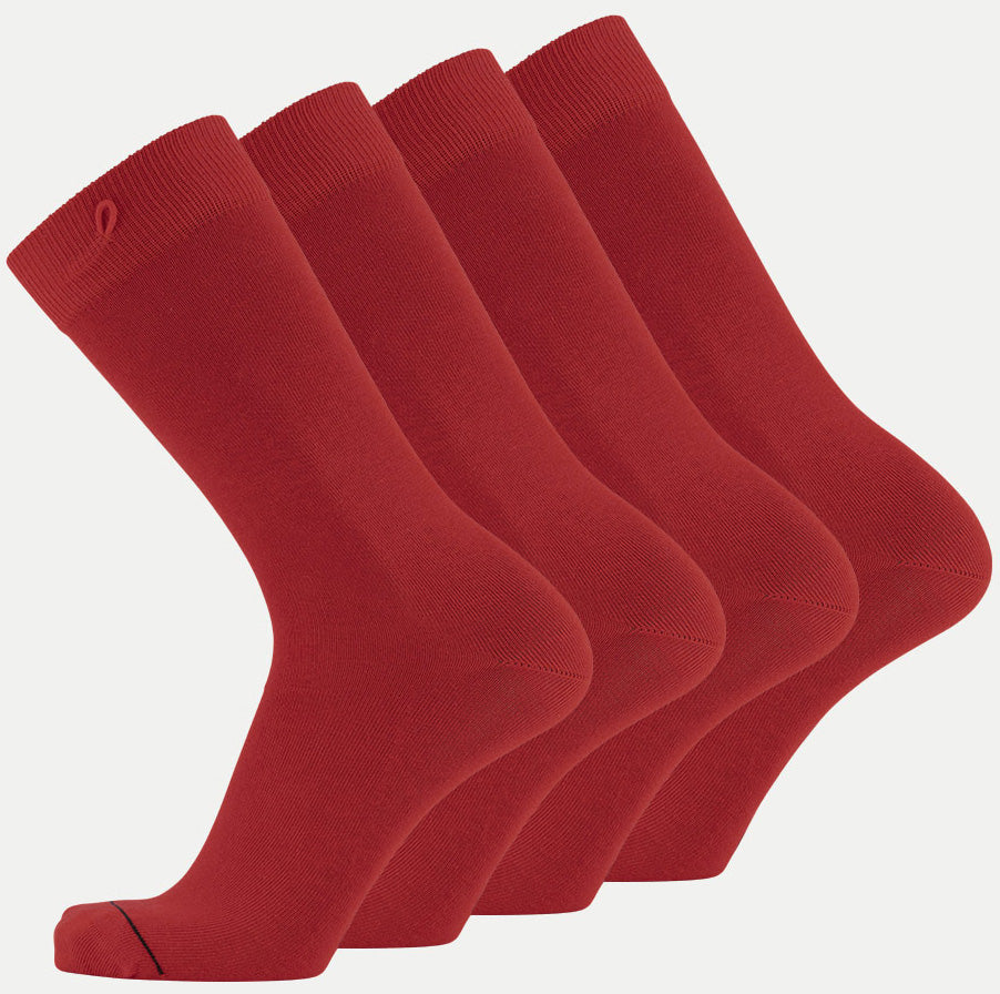 4 Pack Bundle - Solid Socks - Red - QNOOP