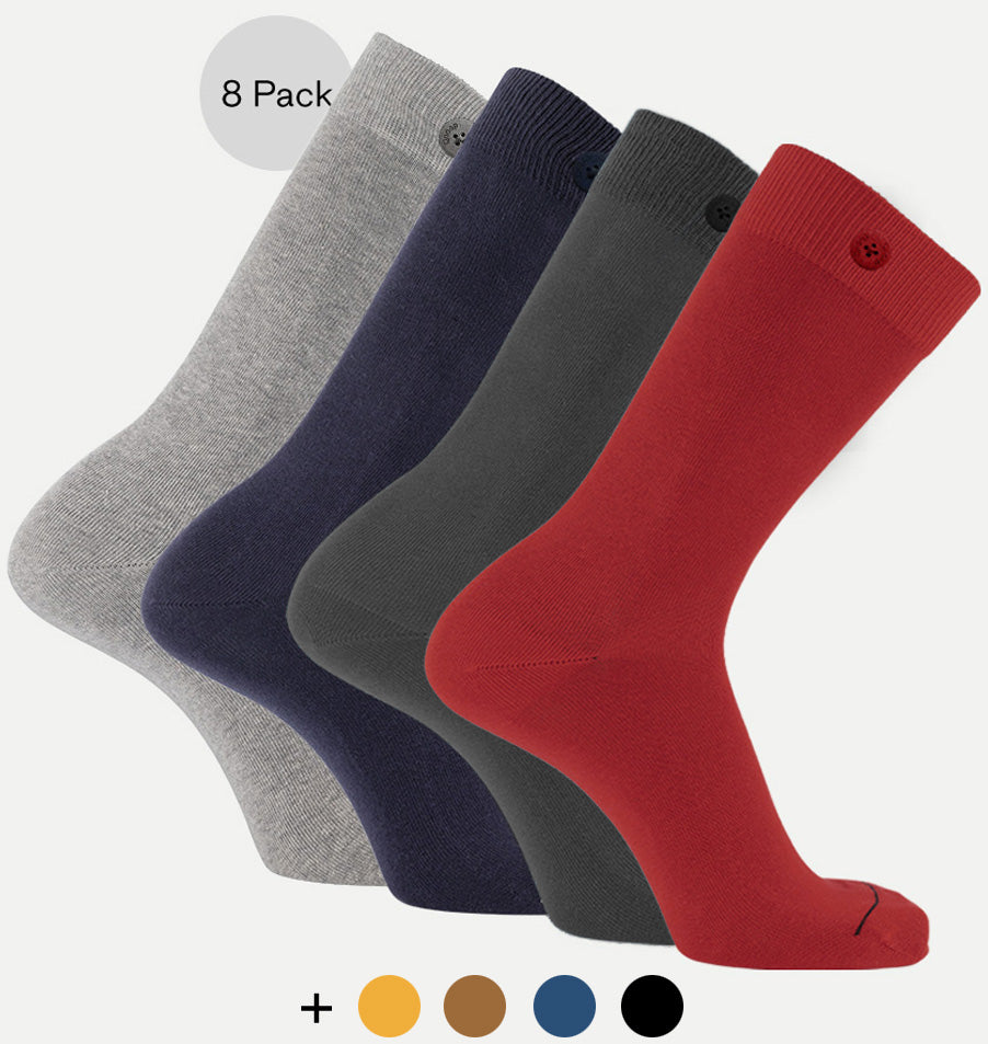 8 Pack Bundle - Solid Socks- Multi-color - QNOOP